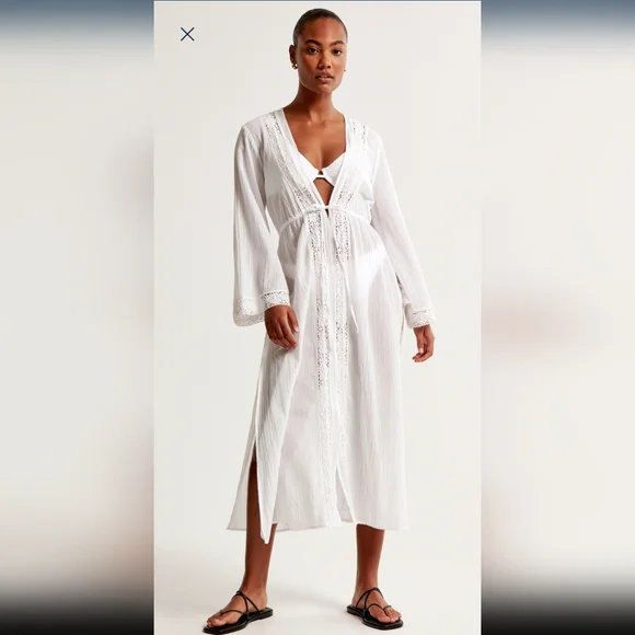 Abercrombie & Fitch | Dresses | Nwt Abercrombie Fitch Longsleeve Tiefront Maxi  Dress Coverup | Poshmark